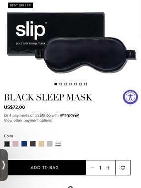 Slip Black Silk Sleep Mask by Slip Brand new